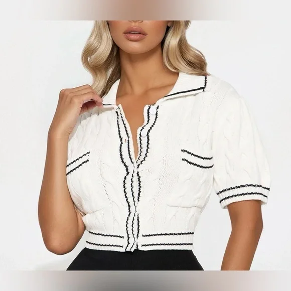 Fashion Nova Cable Knit Cardigan Top - Picture 1 of 4